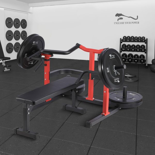 2026 Chest Press Machine, 1050LBS Capacity, Independent Converging Arms, Weight Bench Press with Adjustable Flat Bench for Upper Body Workouts, Red