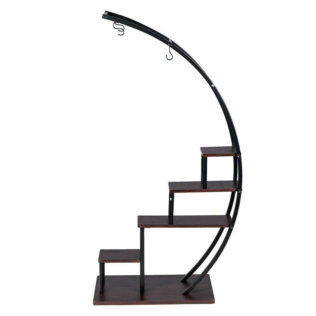 2026 5 Tier Metal Plant Stand Indoor Curved Display Book Shelf Storage