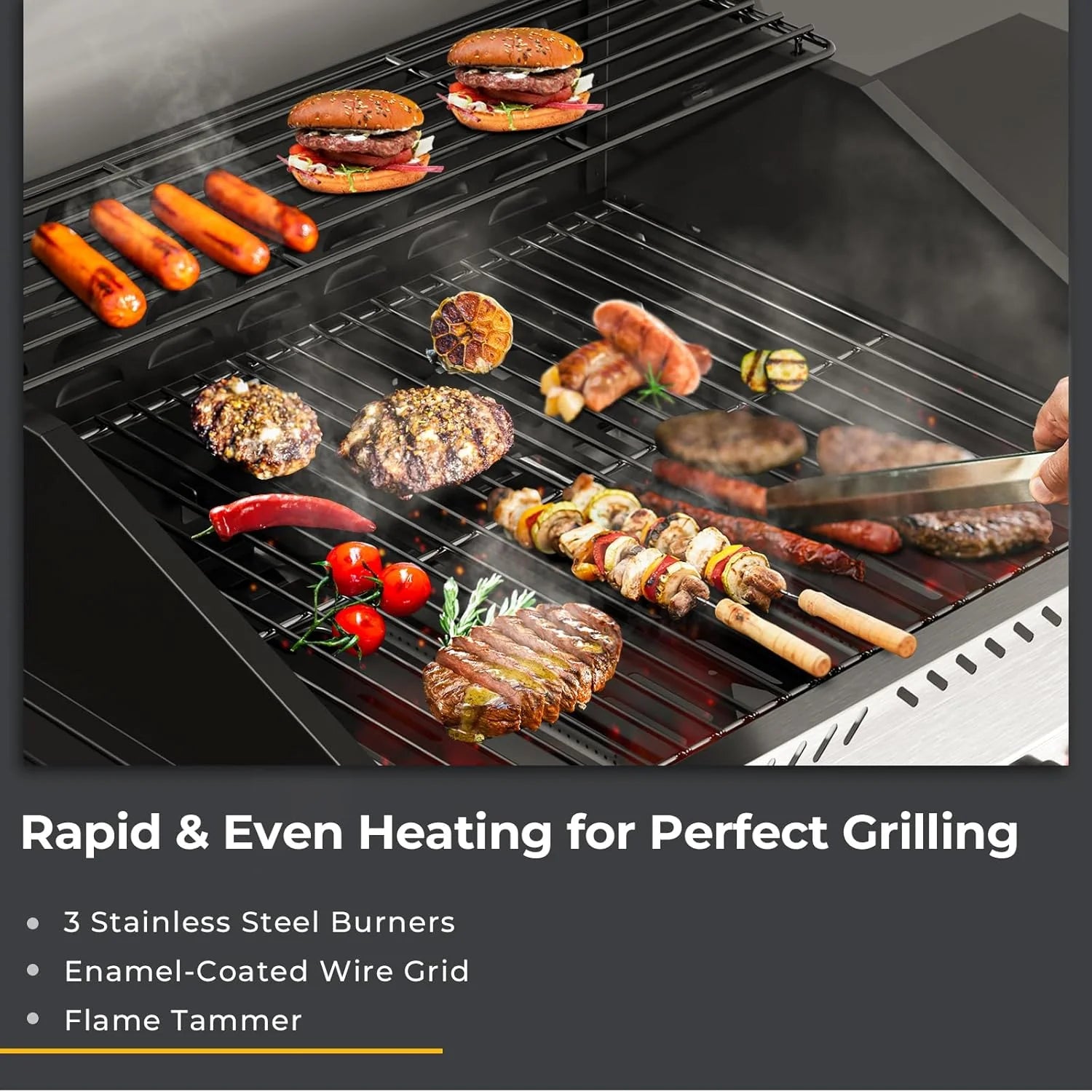 2026 3 & 4-Burner Propane Gas Grills with Side Burners, for Outdoor Cooking, BBQ, Patio, Camping