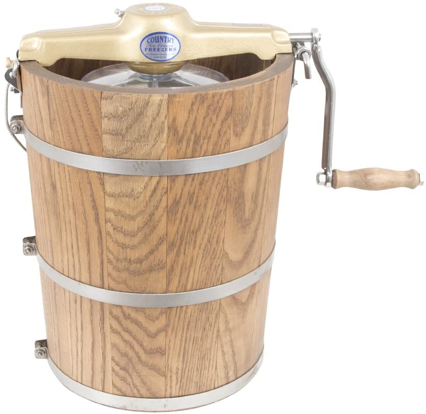2026 6 qt Country Ice Cream Maker – Classic Wooden Tub – Hand Crank