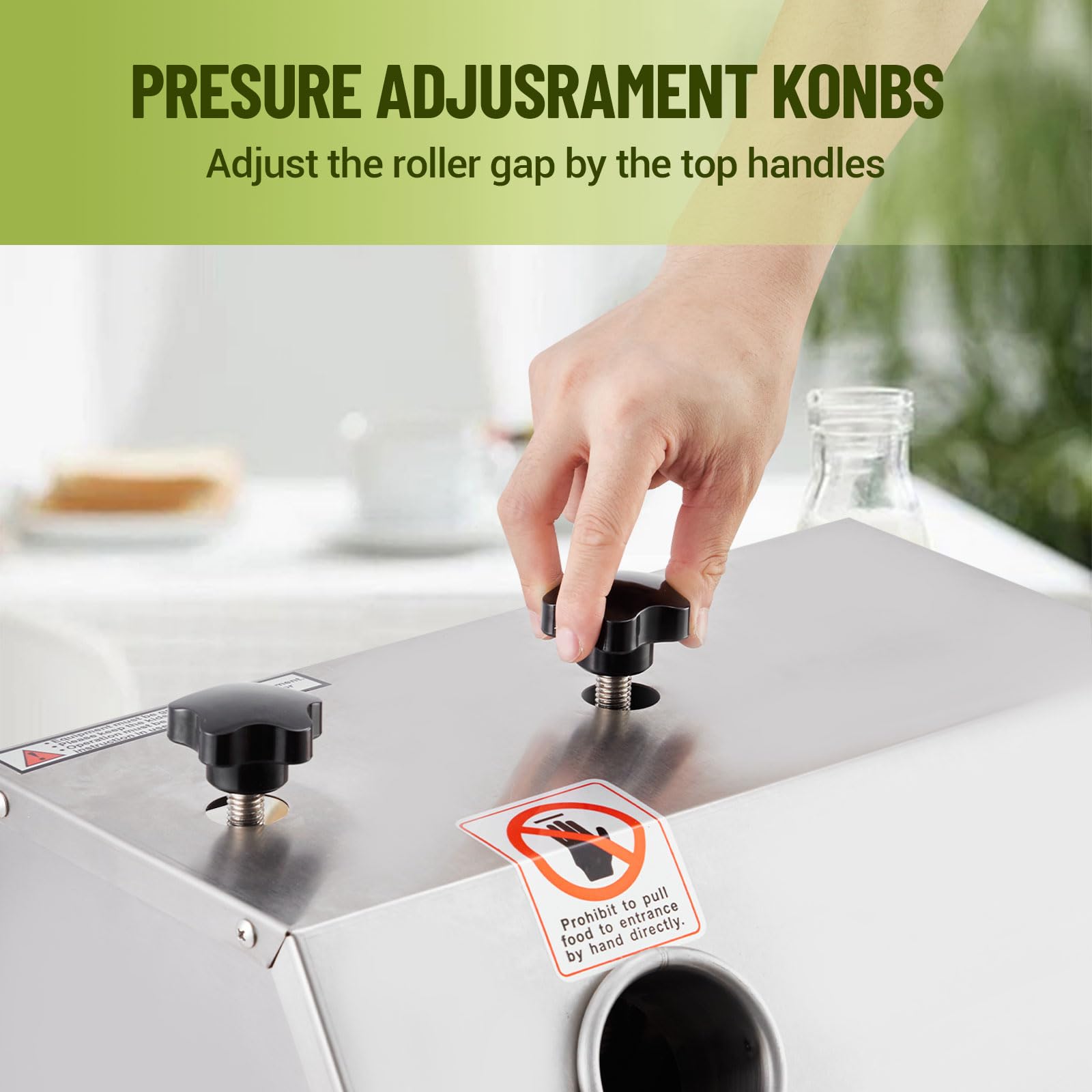 2026 Manual Sugar Cane Juicer Machine, Sugar Cane Press with 3 Stainless Steel Drums and 2.4-inch Large Inlet, Sugarcane Juice Machine with 110LBS/H, Suitable for Home/Commercial Use