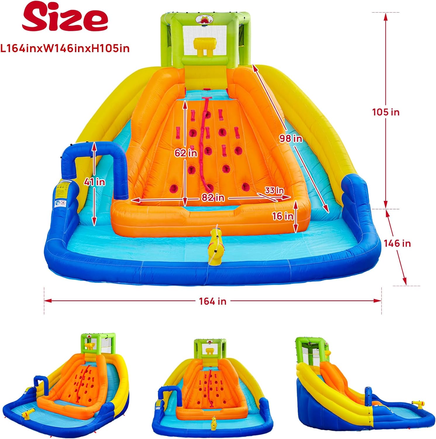 Inflatable Water Slide Bounce House with Pool