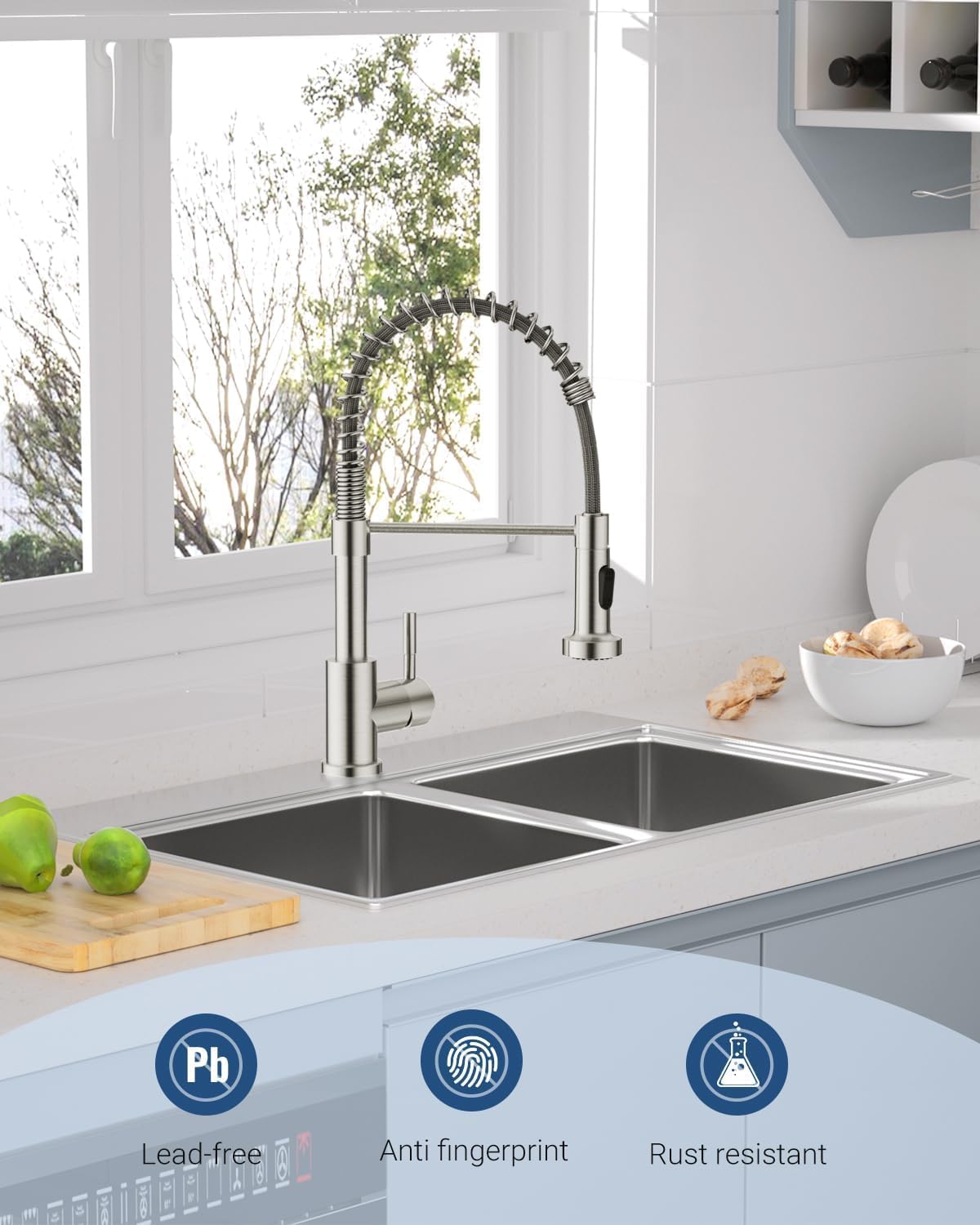 Black Touchless Kitchen Faucet with Soap Dispenser, Motion Sensor Activated Hands-Free Automatic Faucet for Sink with Pull Down Sprayer, Single Handle Smart Faucets for Kitchen Sink