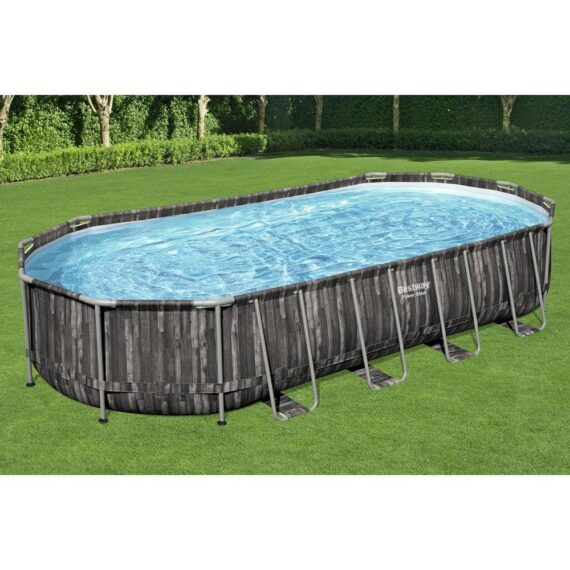 Bestway Power Steel 24ft x 12ft Oval Above Ground Pool Set with Pump, Ladder & Cover