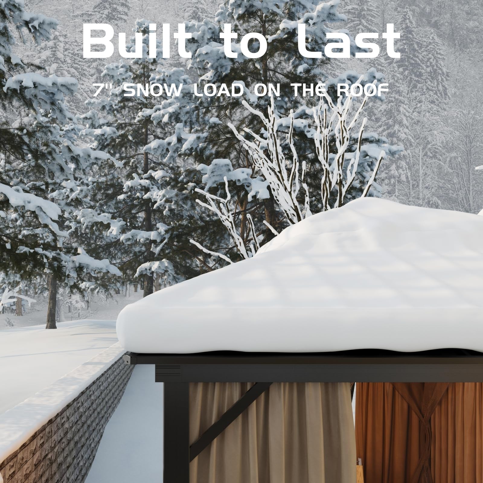 2026 10’x10′ Hardtop Gazebo with double metal roof, aluminum frame, net, and curtain. All-weather, ideal for patio, deck, garden, backyard. Khaki.