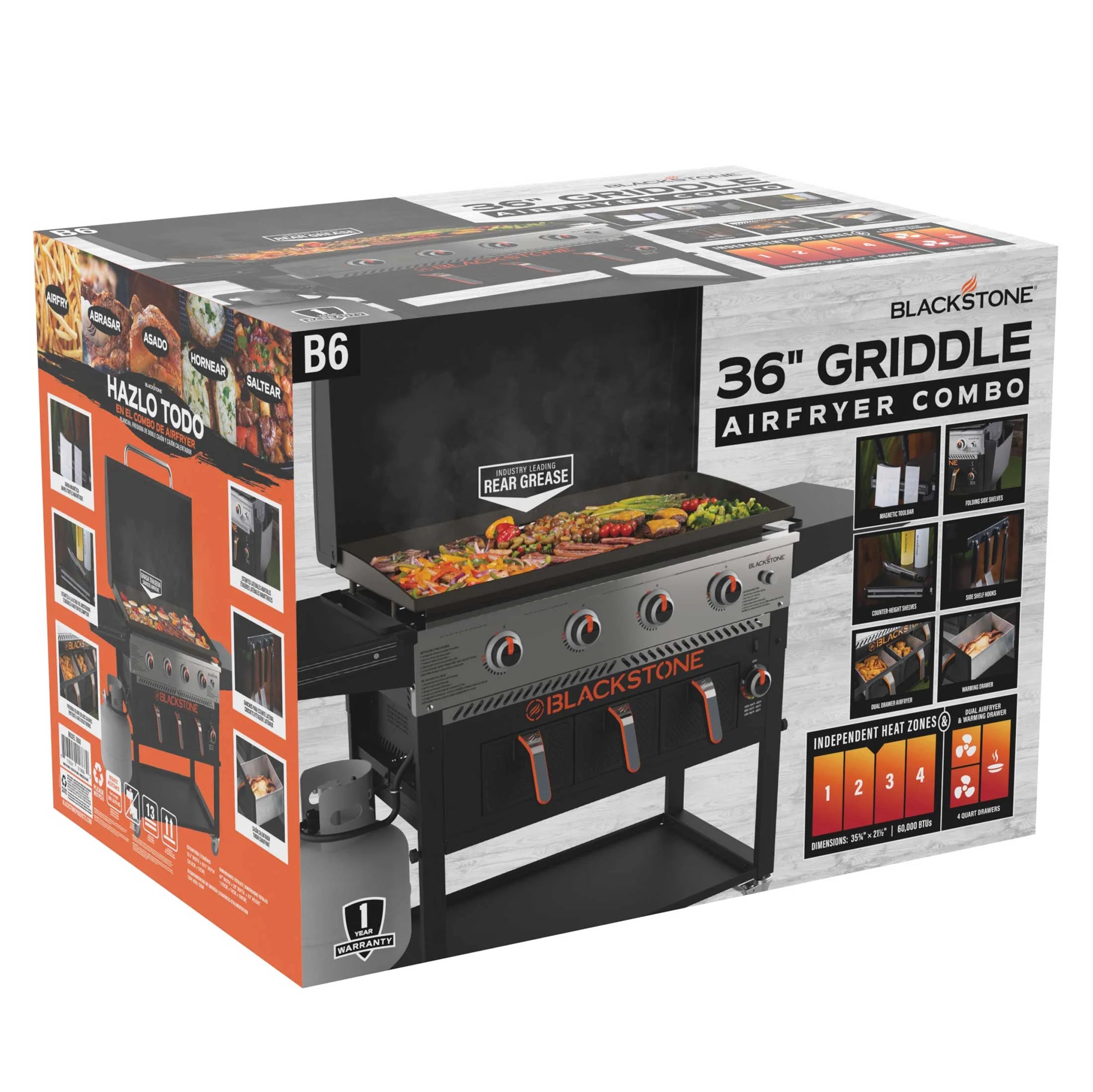 Blackstone 4-Burner 36′′ Propane Griddle with Air Fryer and Hood