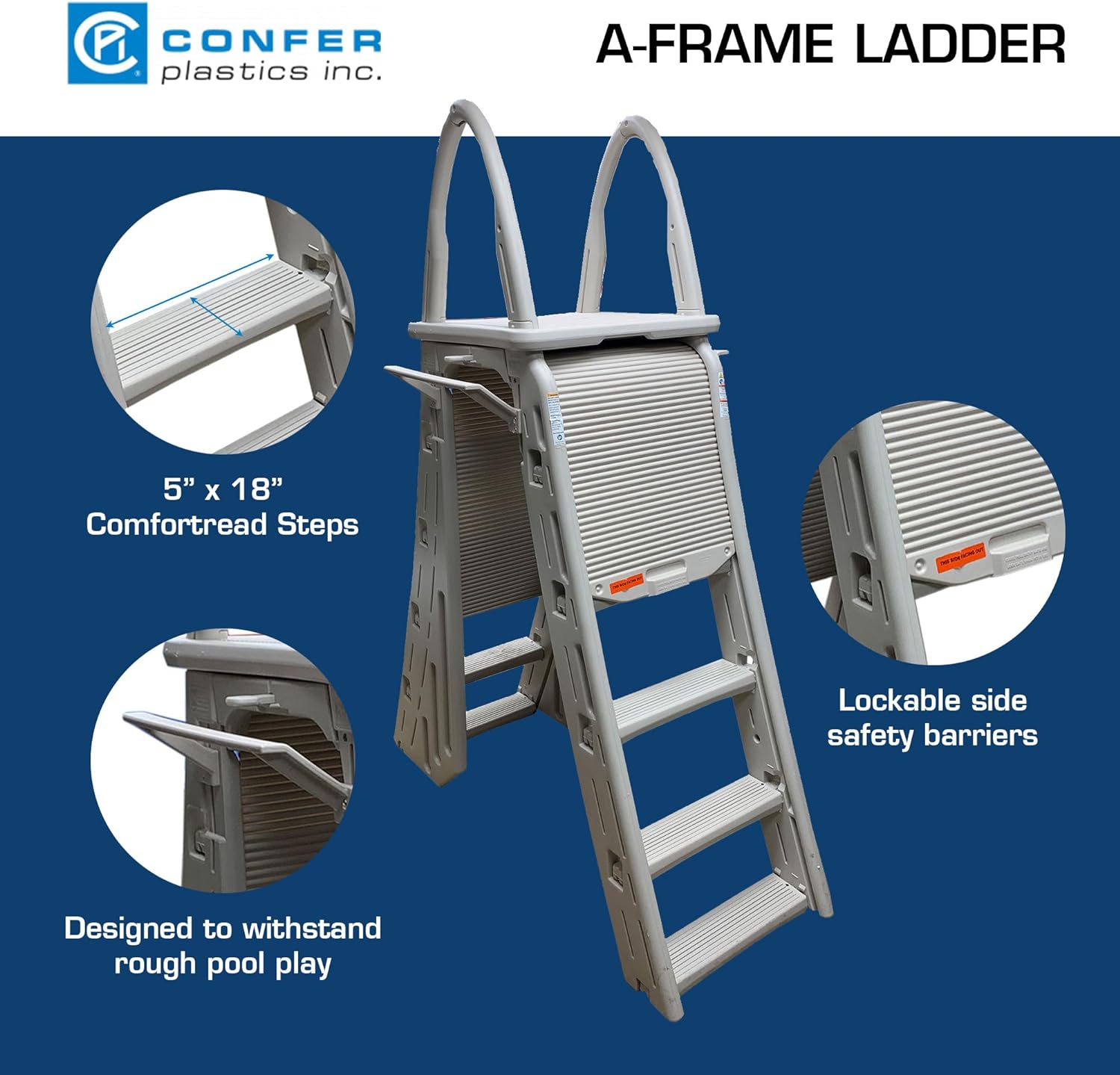 Confer Plastics 7200 Roll Guard Adjustable Ladder