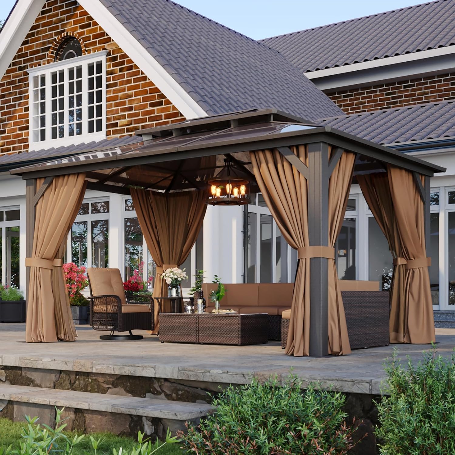 12’X10′ Hardtop Gazebo with Curtains and Netting