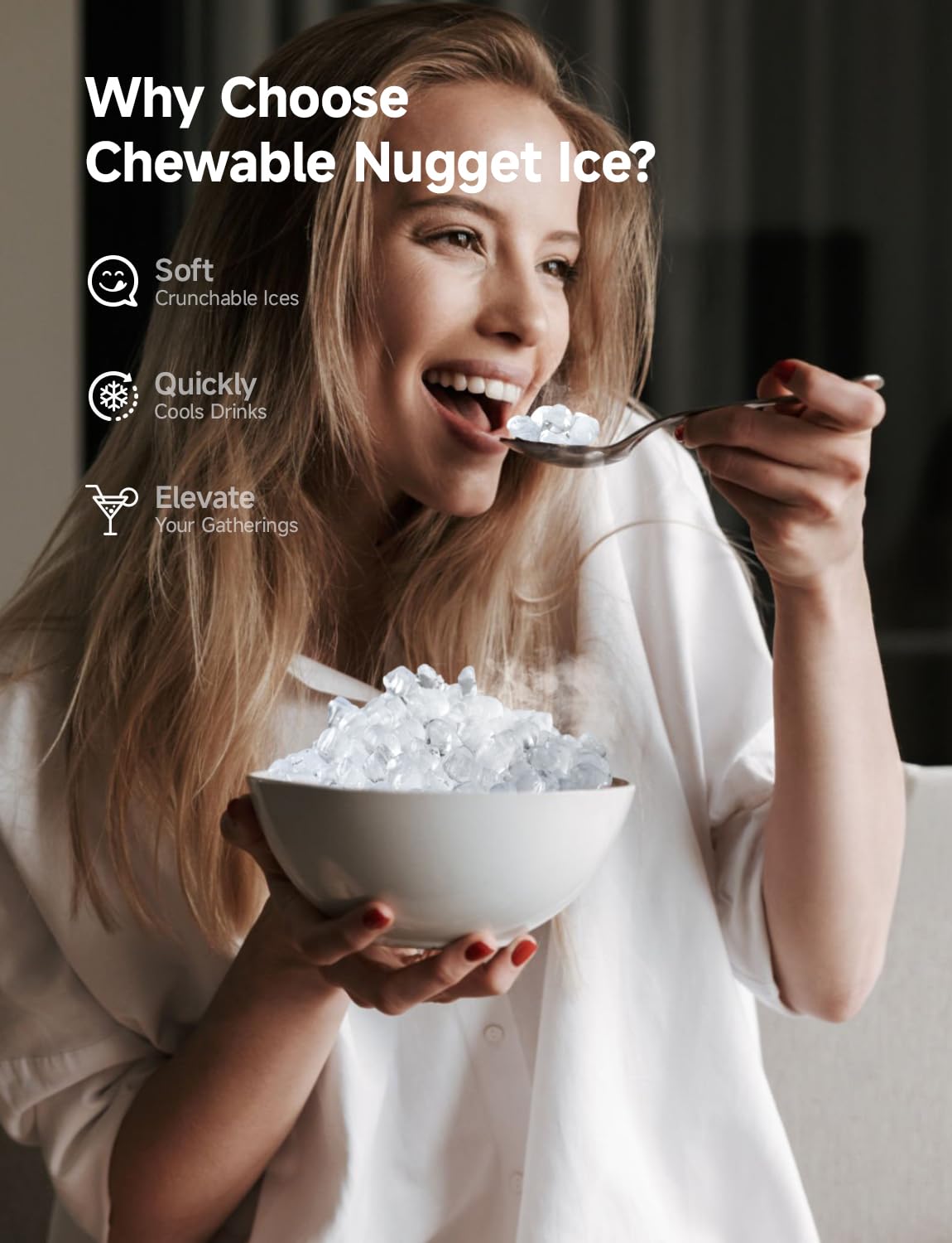 Nugget Ice Maker Countertop – 44Lbs/24H Sonic Machine