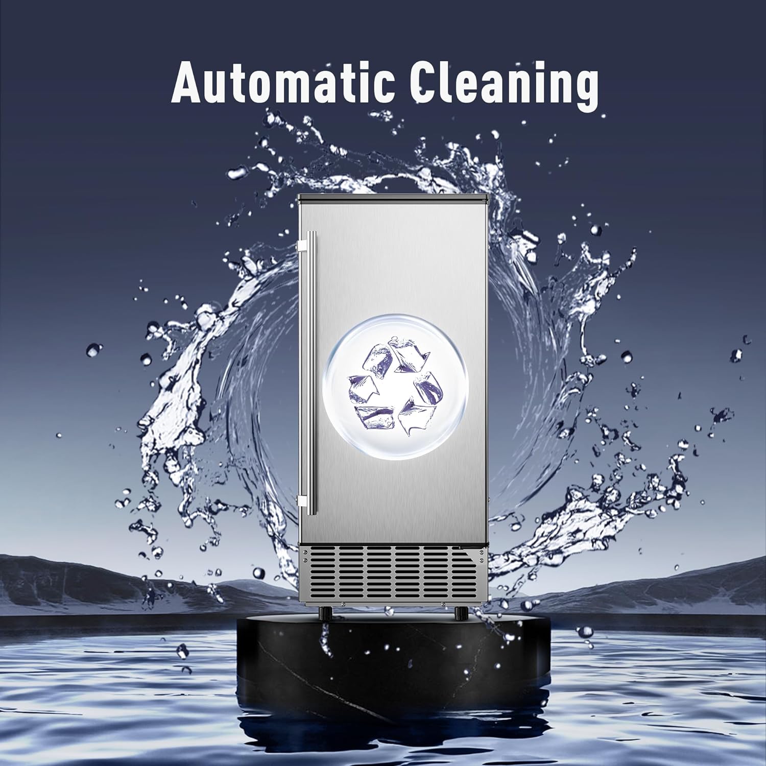 2026 Commercial Under Counter Ice Maker Machine, 80Lbs/Day with 24lbs Ice Storage, Built-in Drain Pump/Automatic Cleaning/Timing Setting/Smart LCD Panel, Ideal for Both Home and Commercial Use