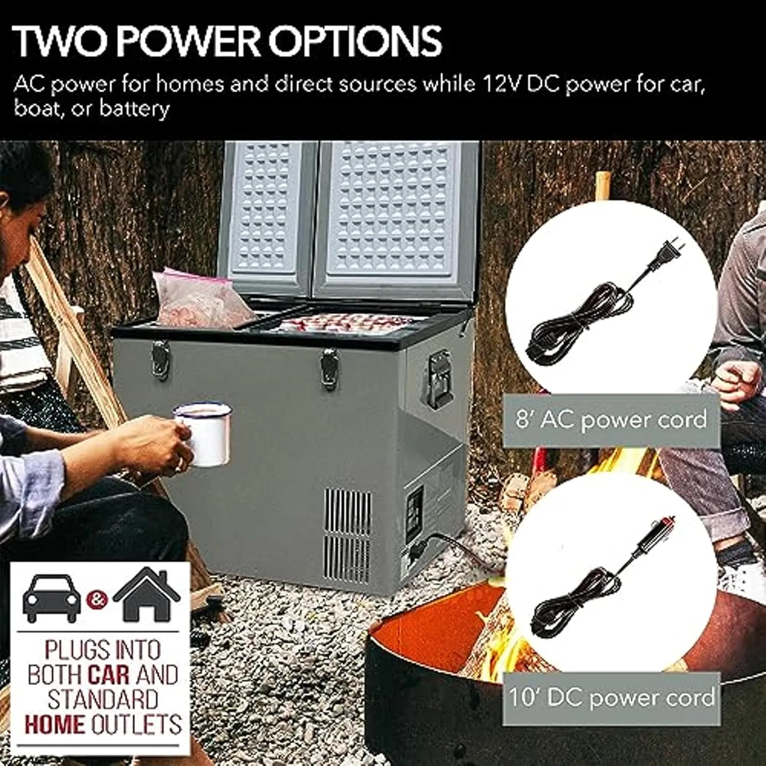 FM-65G 65 Quart Portable Refrigerator and Deep, AC 110V/ DC 12V, Real Chest Freezer for Car, Home, Camping, and RV with-8°F to 50°F Temperature Range, Gray, One Size