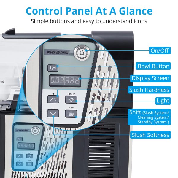 2026 Commercial Slushie Machine 3L Stainless Steel Self-Cleaning Slushy Maker for Frozen Drinks,Snow Melting Ideal for Home,Coffee Shop,Restaurant