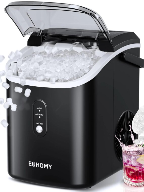 EUHOMY Nugget Ice Maker Countertop with Handle