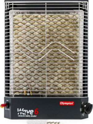 Camco Olympian Wave 6 Catalytic Safety Heater | Adjustable from 3200 to 6000 BTUs | Black (57341)