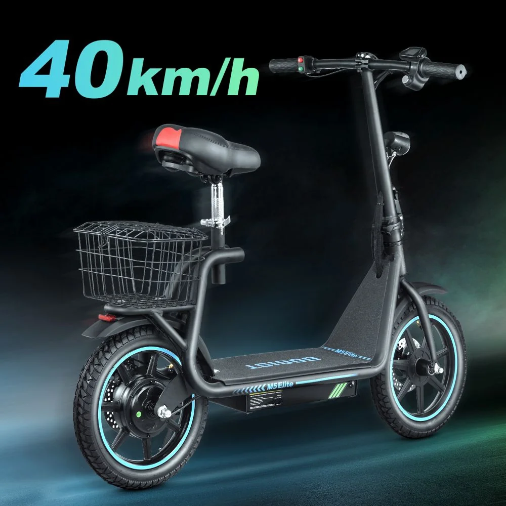 2026 BOGIST Electric Scooter for Adults with Seat, 500W Motor(Peak 800W), 25mph, 45km Range, 48V 13Ah, Electric Bicycle with Basket, BOGIST M5 Elite,Blue