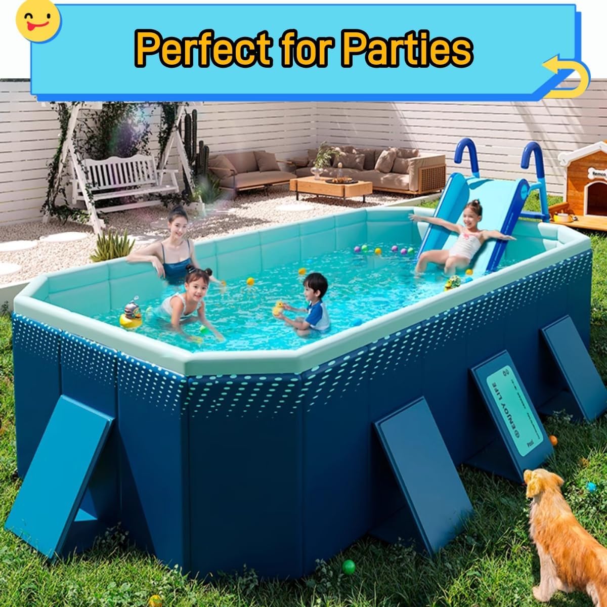 2026 Pool Slide Inflatable Swimming Water Slide, Summer Swimming Pool Supplies Universal Trampoline Ladder Backyard Slide Home Playground Equipment