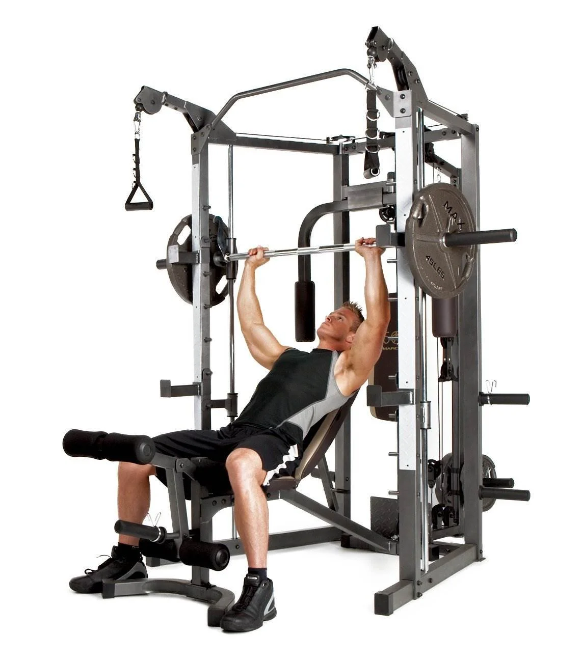 2026 Marcy Combo Heavy Duty Full Body Home Exercise Gym Equipment, Gray/Brown