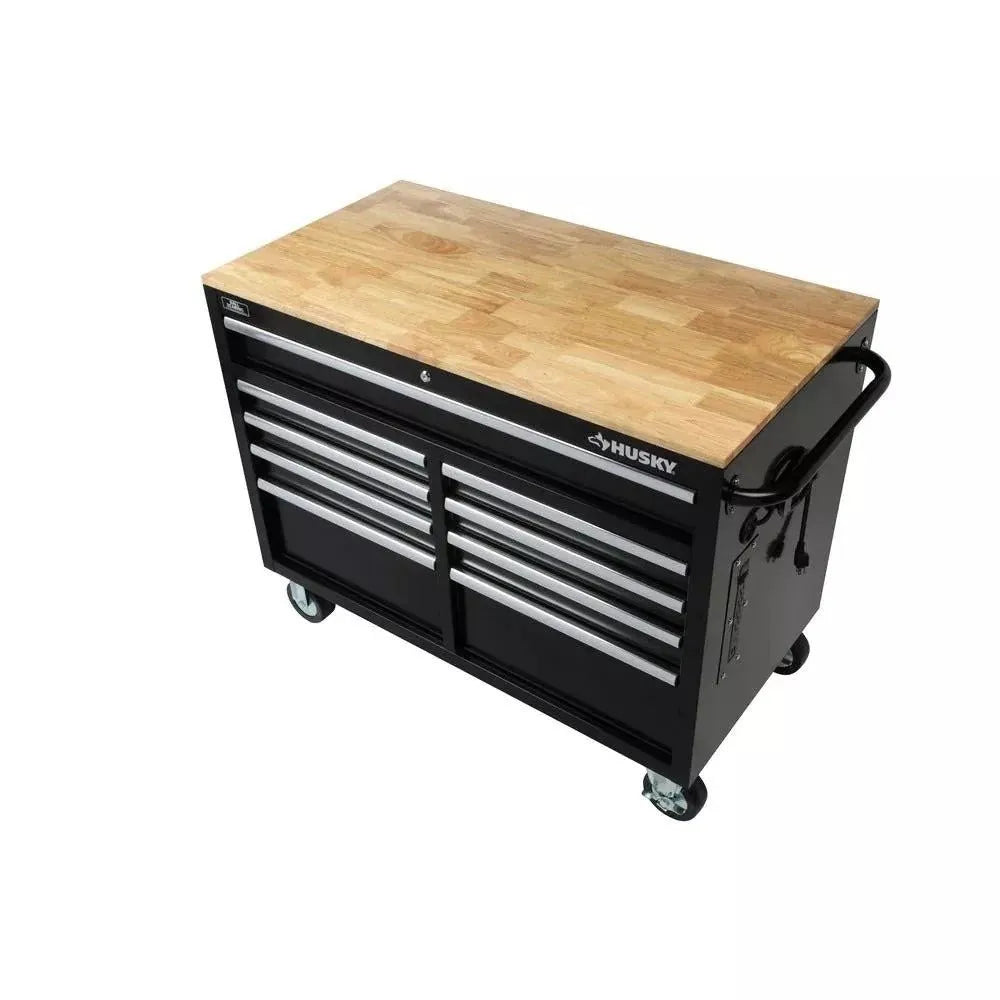 2026 46 in. W x 24 in. D 9-Drawer Gloss Black Deep Tool Chest Mobile Workbench