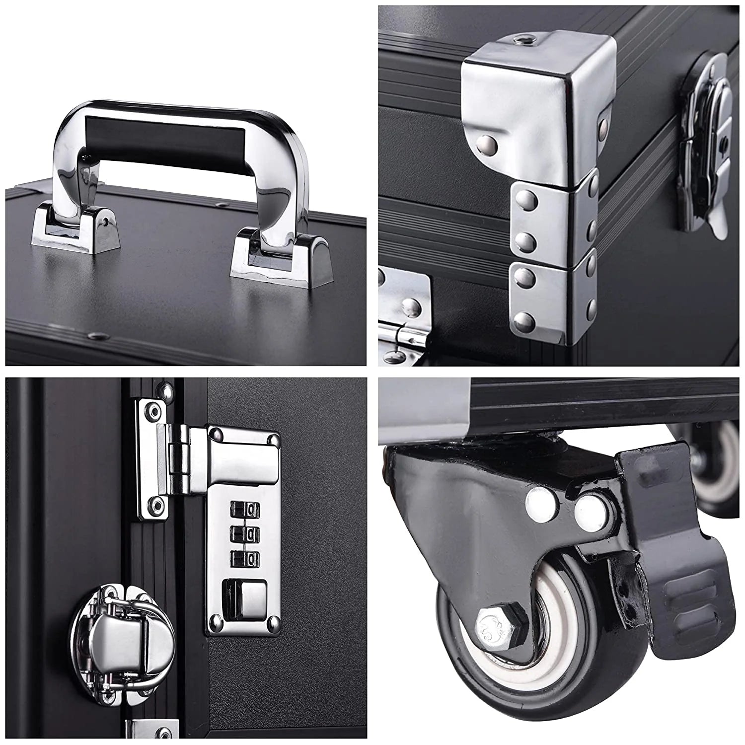 2026 Nail Desk Mobile Station Rolling Makeup Train Case Trolley Cosmetic Manicure Table Mirror 4 Drawers Pink