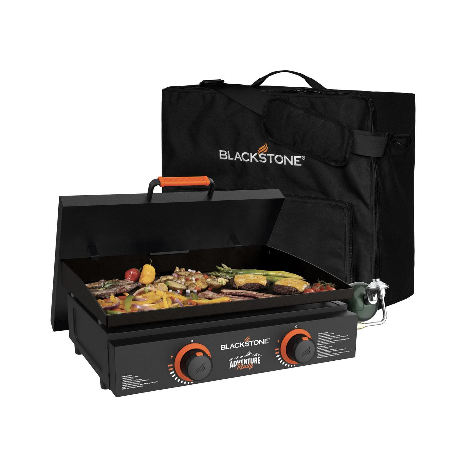 Blackstone Adventure Ready 22′′ Propane Griddle Gift Bundle, Black – Includes Griddle, Hardcover, Carry Bag, 24,000 BTU Burners, Rear Grease System