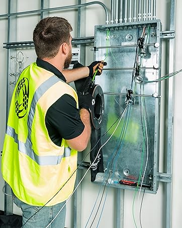 Contractor Using Southwire Non-Conductive Fishtape to pull cable through conduit