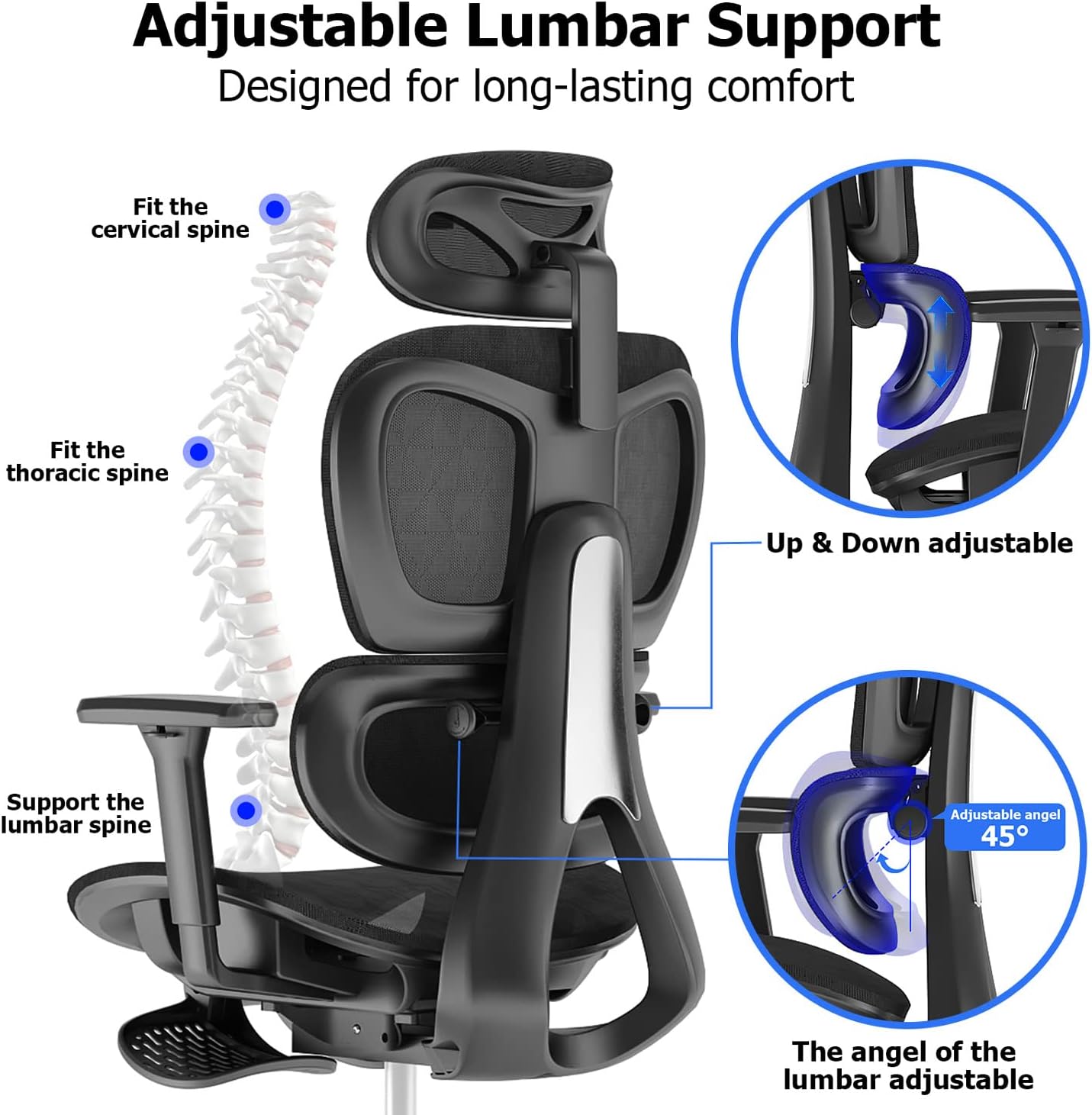Ergonomic Mesh Office Chair with Adjustable Armrest