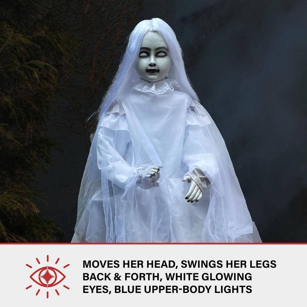 48 in. Premium Talking Halloween Animatronic Darcy The Sitting Tombstone Girl by Tekky