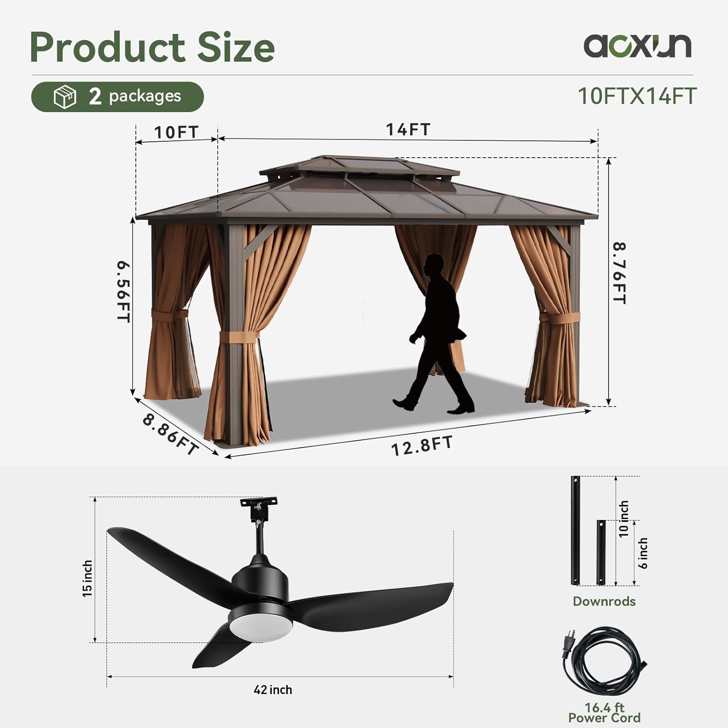 12’X10′ Hardtop Gazebo with Curtains and Netting