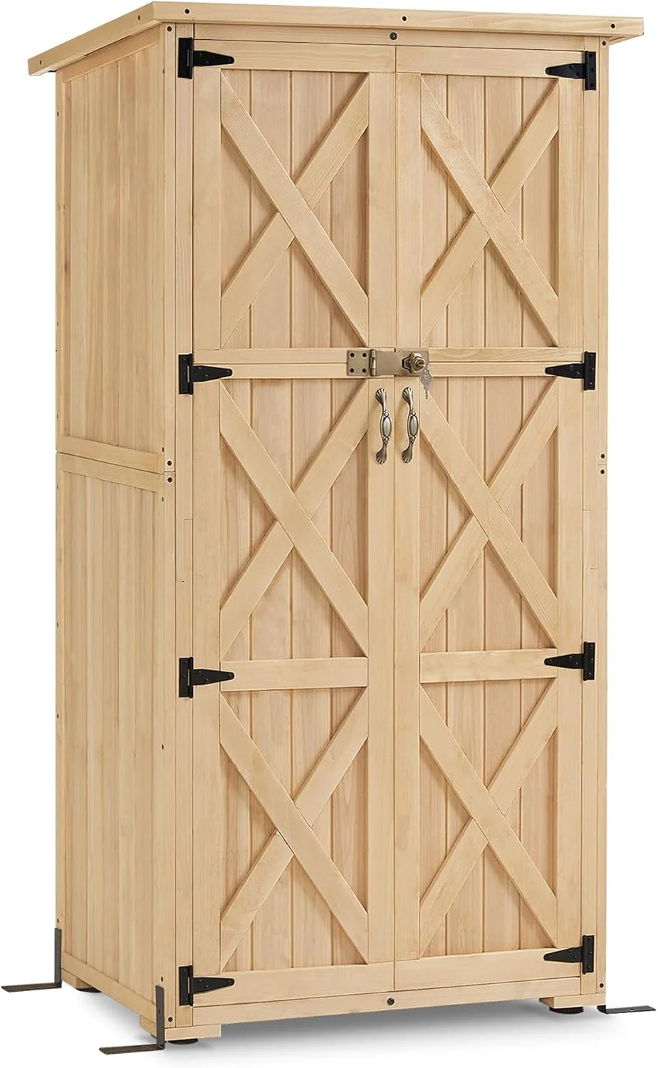 MCombo Wood Sheds & Outdoor Storage, Garden Tool Shed with Lock, Wooden Outdoor Storage Cabinet with Double Doors for Patio 1933 (Large)