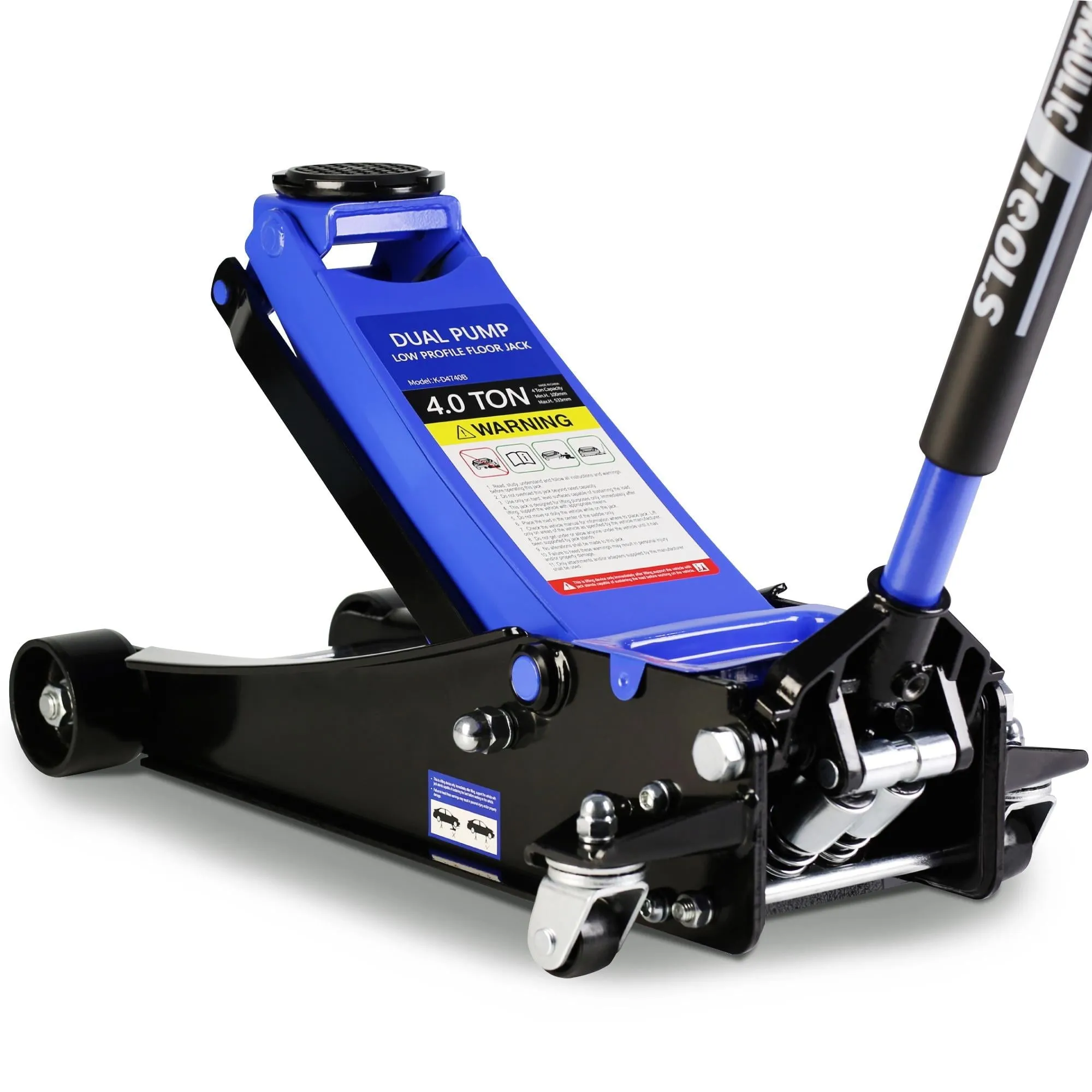 4-Ton Floor Jack, Low Profile Car Jack, Heavy-Duty Trolley Jack Car Lift with Dual Pump Pistons, Lifting Range 4