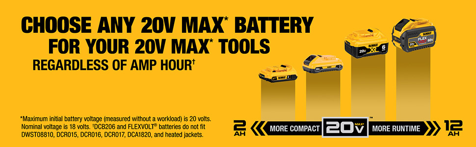 Choose any DEWALT 20V Max Battery