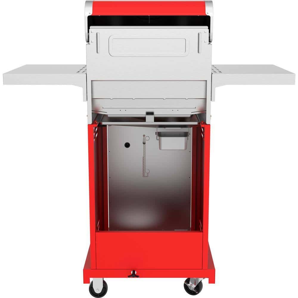 2-Burner Propane Gas Grill, Red – Stainless Steel, 28,000 BTUs, Compact Design