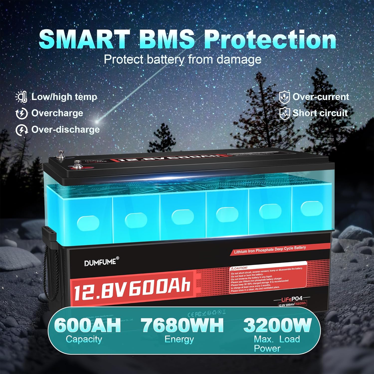 12V 300Ah Lithium LiFePO4 Battery with 200A BMS