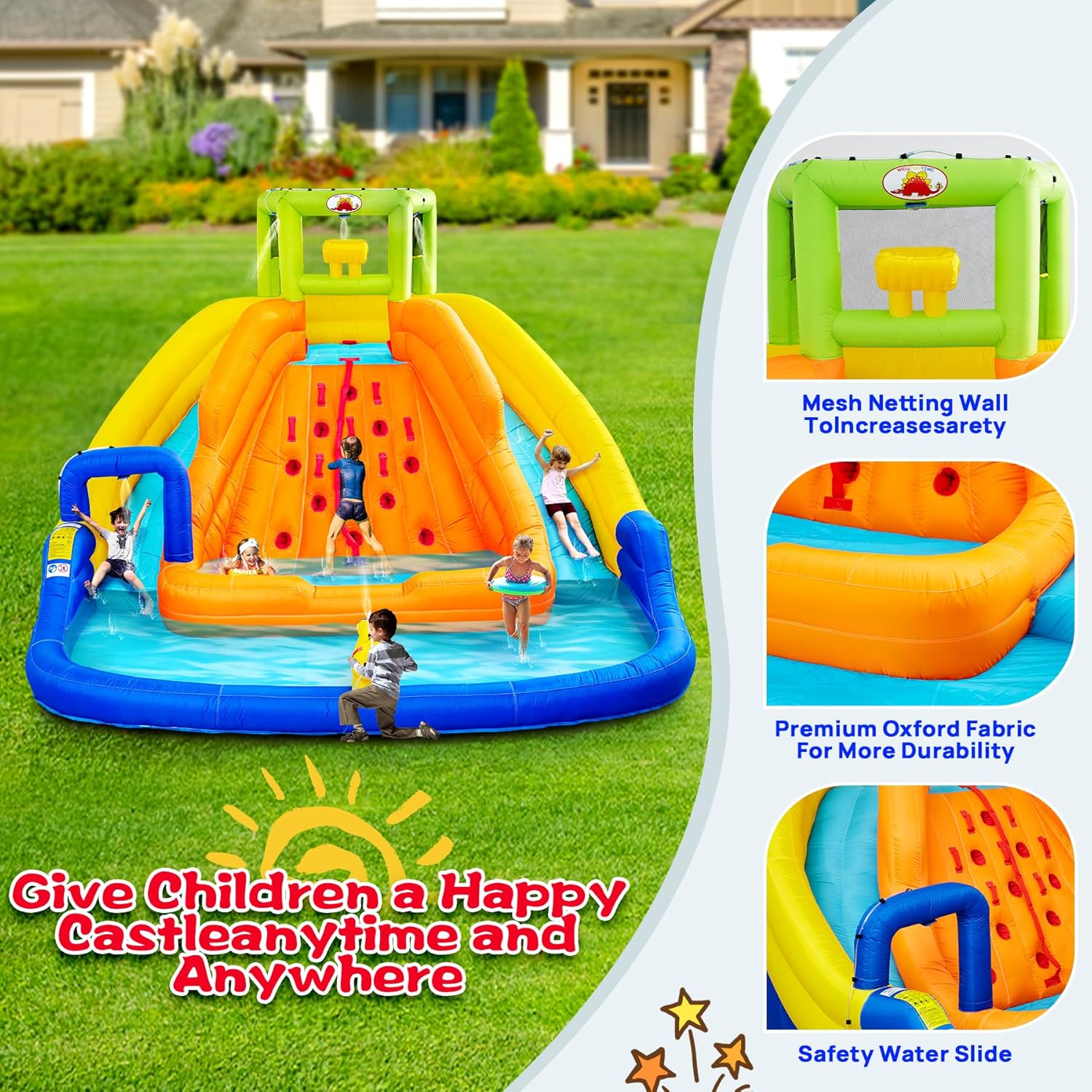 Inflatable Water Slide Bounce House with Pool