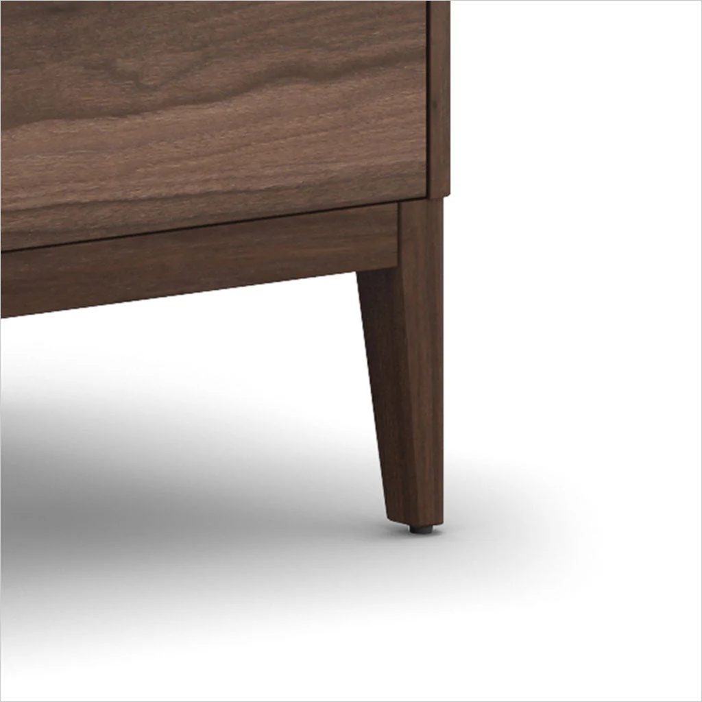 Regio Small Nightstand – Havana Walnut with Sand Glass Top and Wireless Charger