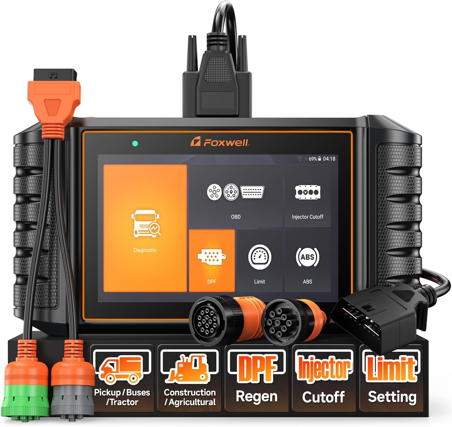 2026 HD500 Heavy Duty Truck Scanner with DPF Regen/Injector Cutoff/Limit Setting, Full System Diesel Diagnostic Scan Tool for Cummins, Detroit, Caterpillar, Paccar, Hino & More Pickup Semi Trucks