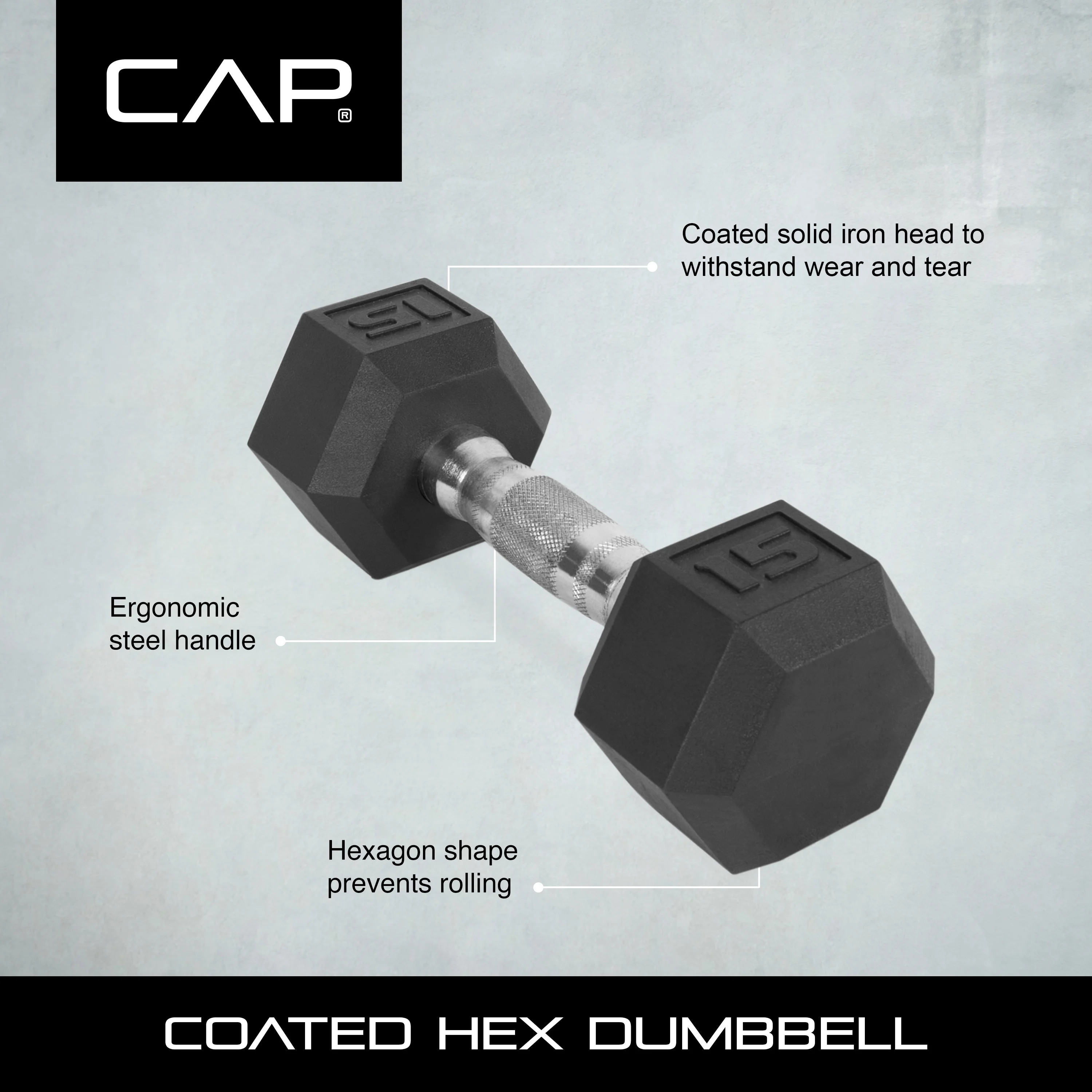 2026 (2 pack) CAP Barbell, 60lb Coated Hex Dumbbell, Single