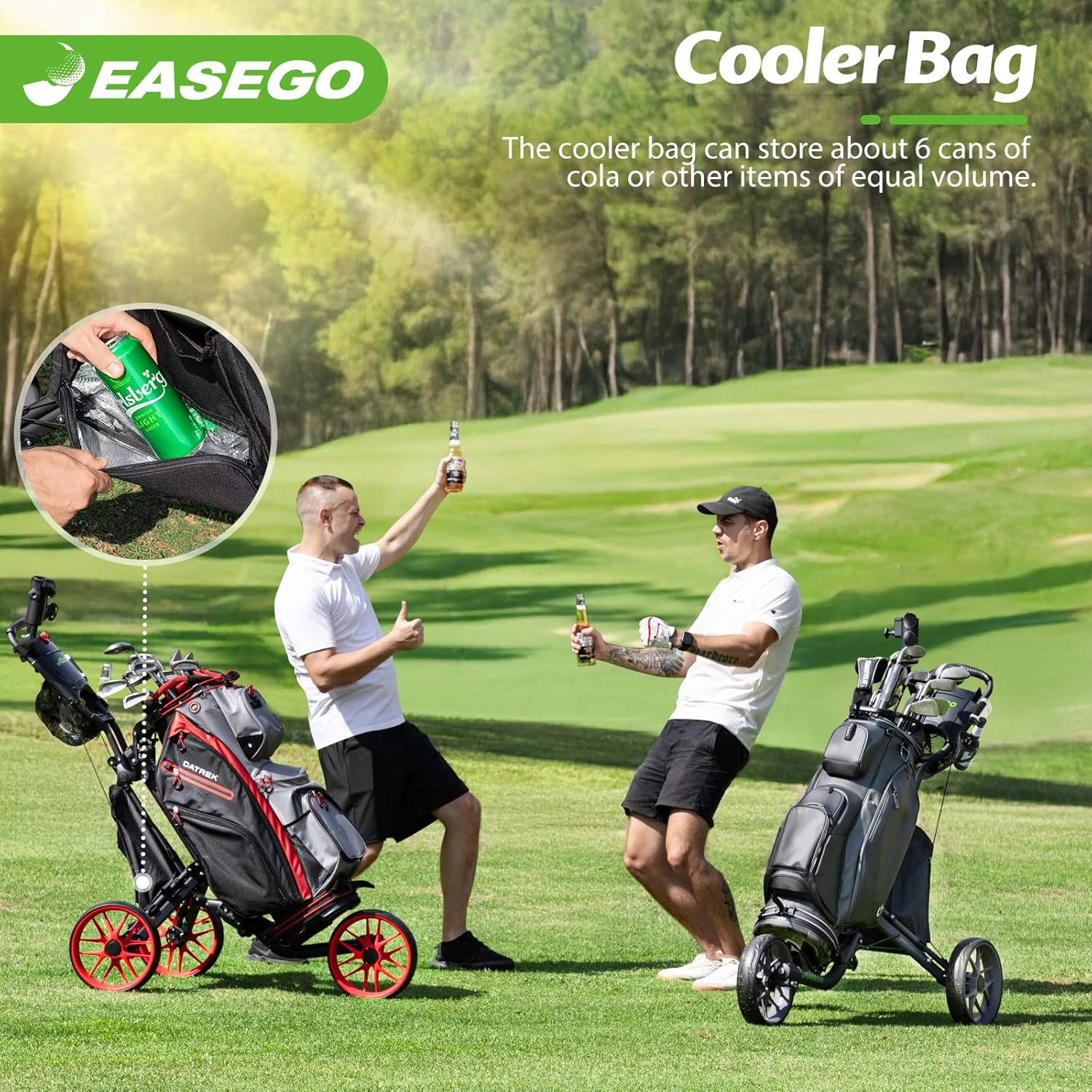 ‎Golf Push Cart 3 Wheel – Foldable Caddy with Holders