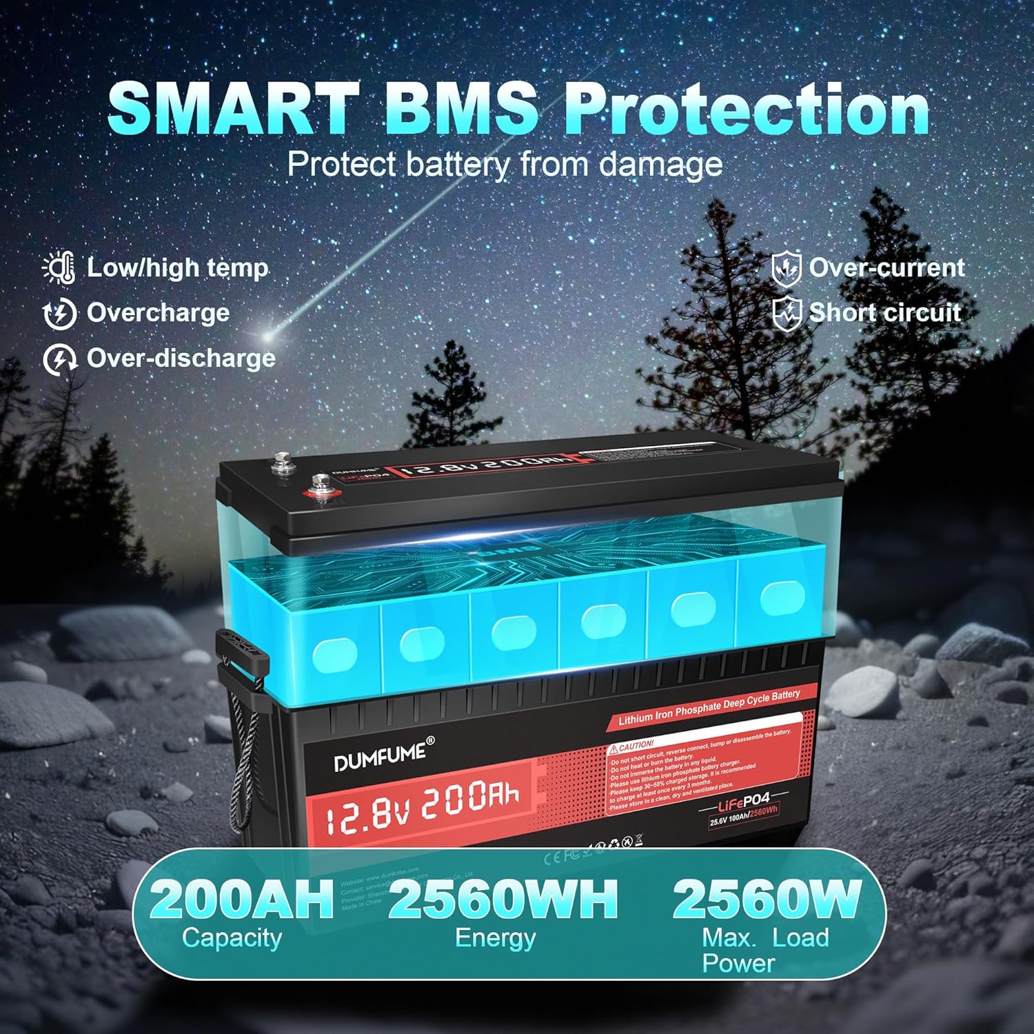 12V 300Ah Lithium LiFePO4 Battery with 200A BMS