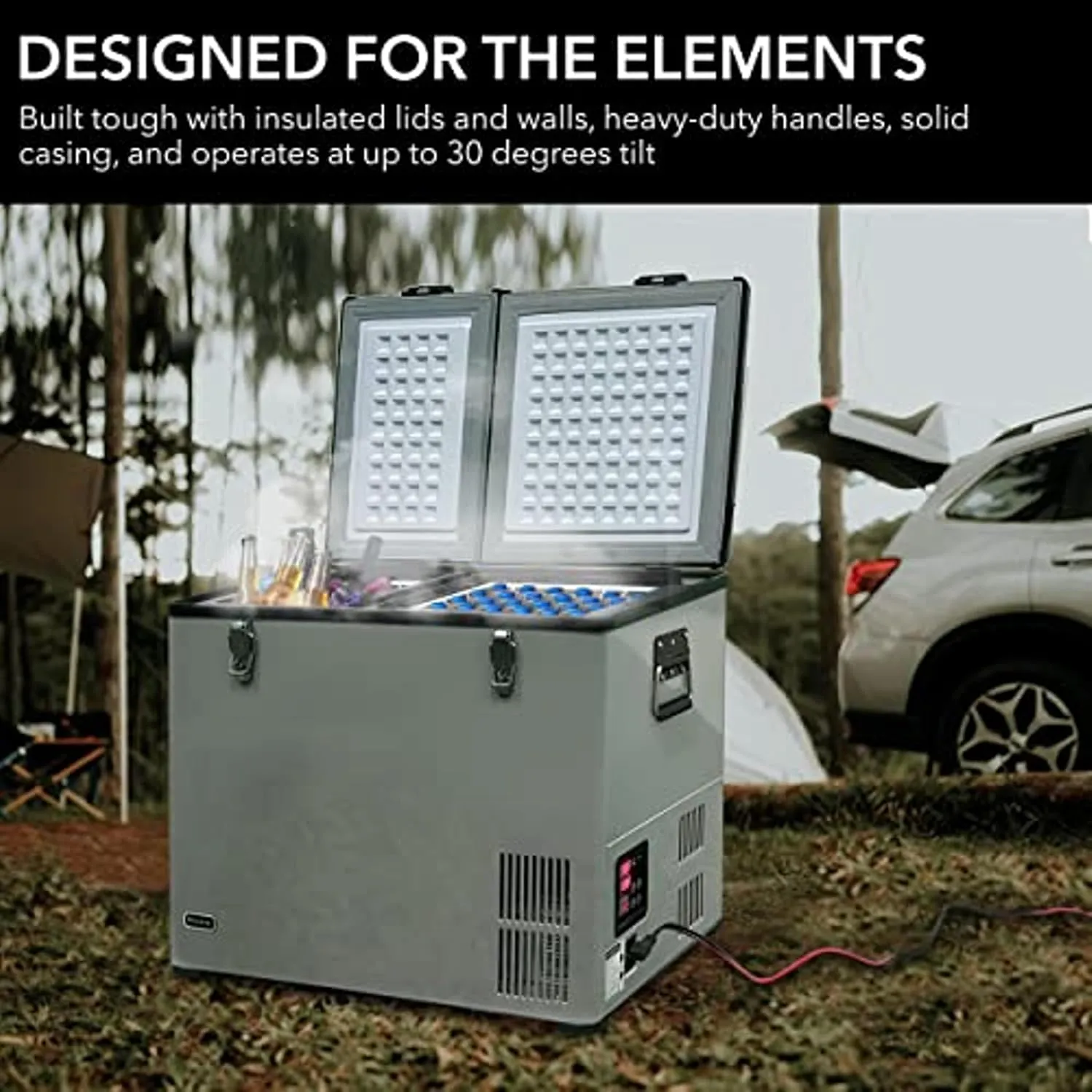 FM-65G 65 Quart Portable Refrigerator and Deep, AC 110V/ DC 12V, Real Chest Freezer for Car, Home, Camping, and RV with-8°F to 50°F Temperature Range, Gray, One Size