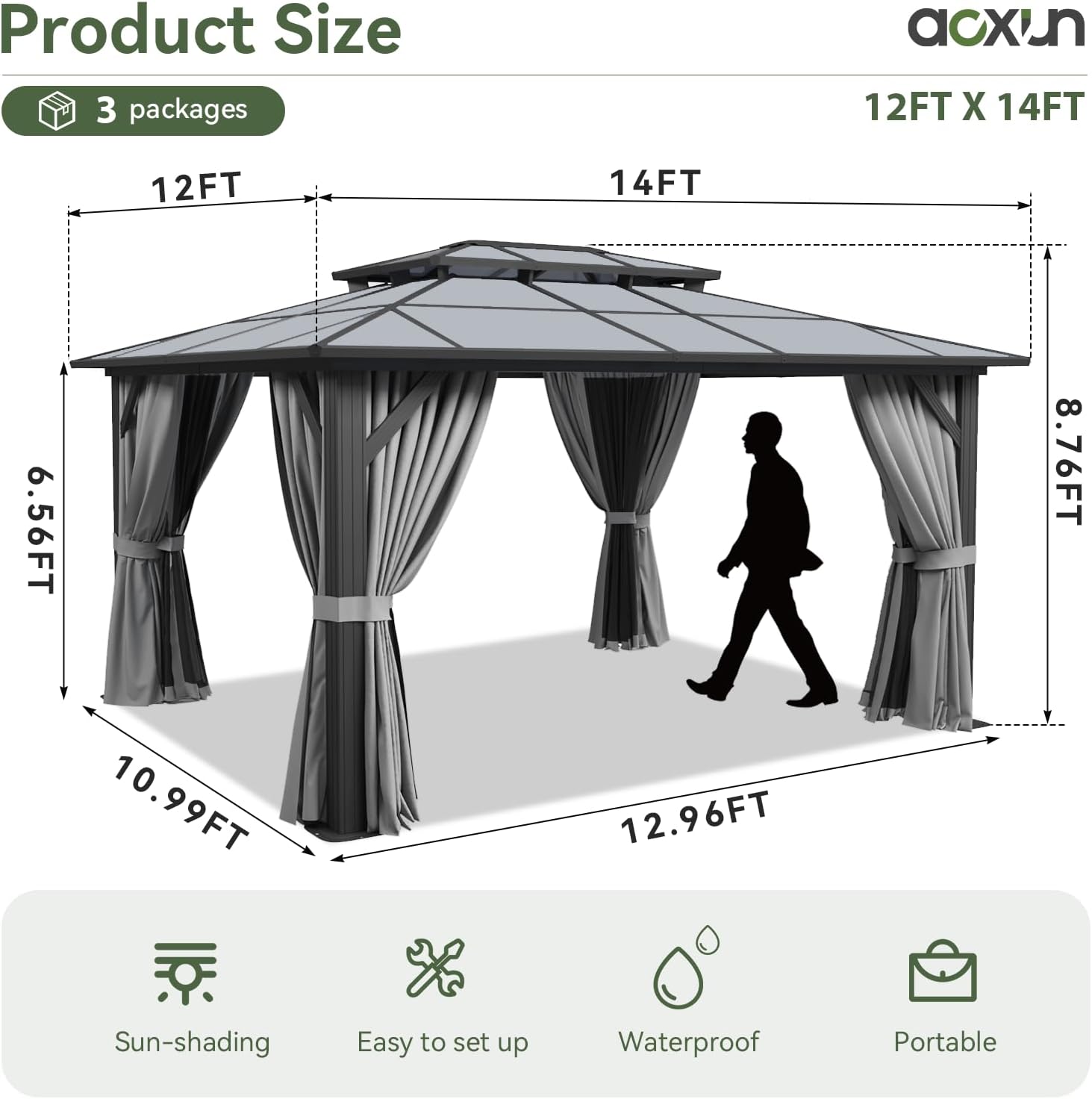 12’X10′ Hardtop Gazebo with Curtains and Netting