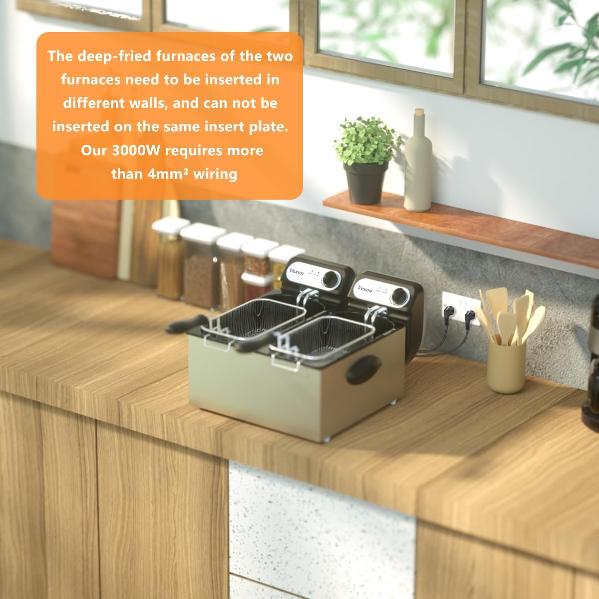 2026 3000W Commercial Electric Deep Fryer With Baskets & Lids,2x3L Stainless Steel Double Deep Fryer,Small Deep Fryer With Basket,Temperature Control,Overheat Protection