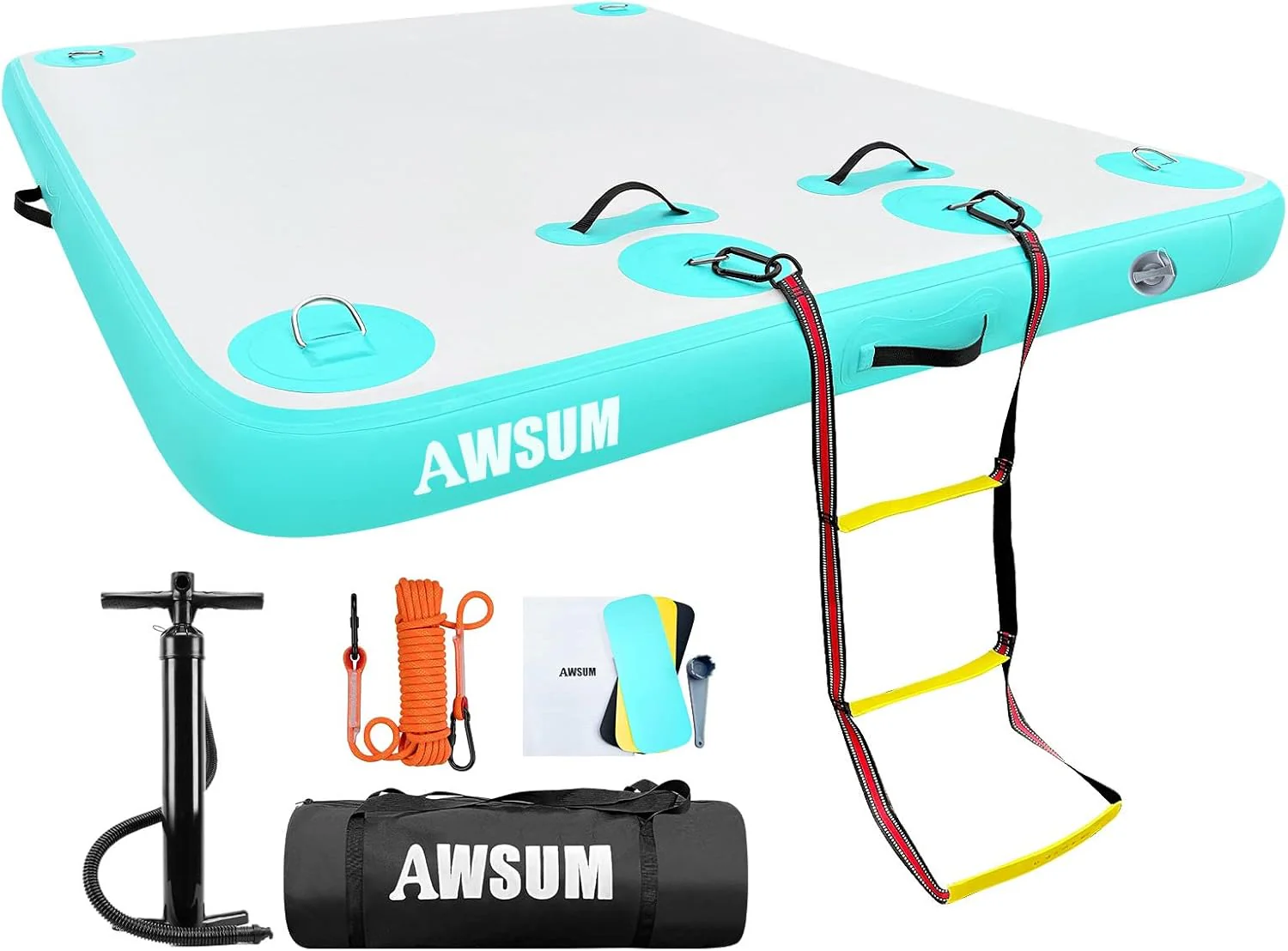 Inflatable Floating Dock Air Dock Platform Floating Island Raft with None-Slip Surface for Pool Beach Ocean