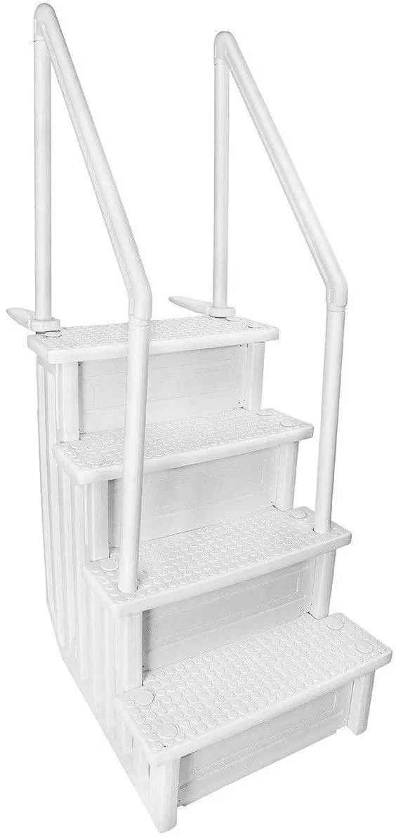 Select Above Ground Anti-Slip Pool Steps to Deck | Safety Swimming Pool Ladder | Designed for Above Ground Swimming Pools | Holds Up to 400 Pounds | White