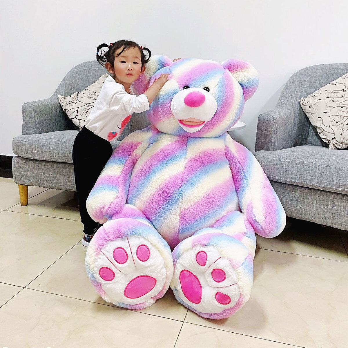 2026 53 Inch (1.3m) Hugfun Plush Rainbow Teddy Bear