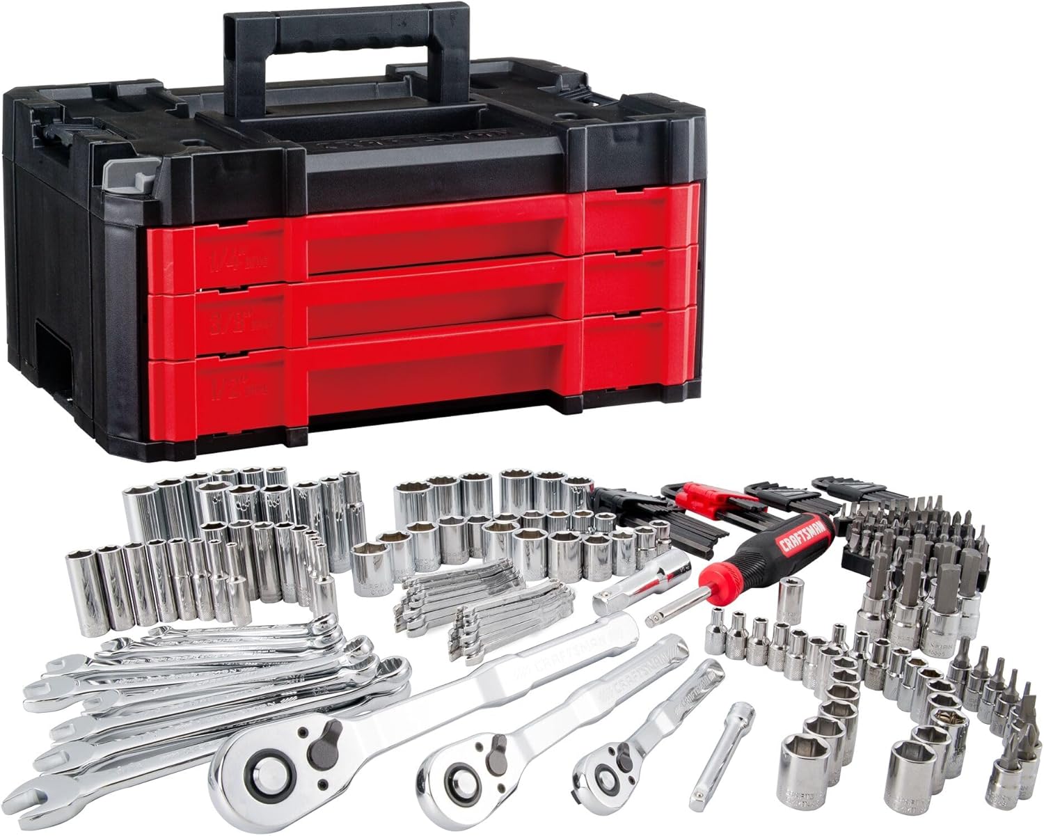 262-Piece Mechanic Tool Set, Master Socket Set with 3-Drawer VERSASTACK Tool Box, SAE/Metric Set (CMMT45309)
