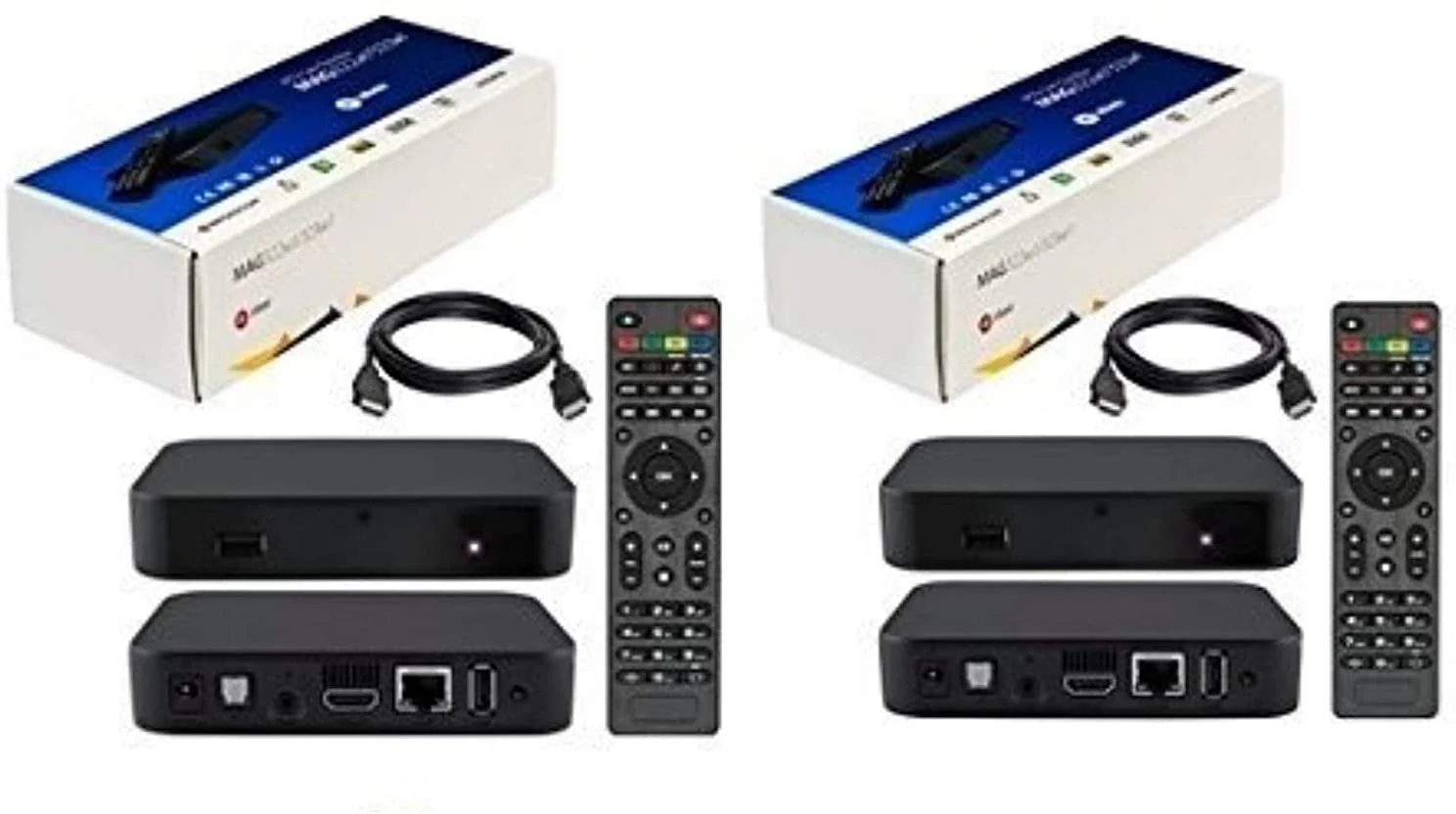 {Package of 2 } IPTV Box + in Built WiFi + HDMI Cable + Remote + Power Adapter