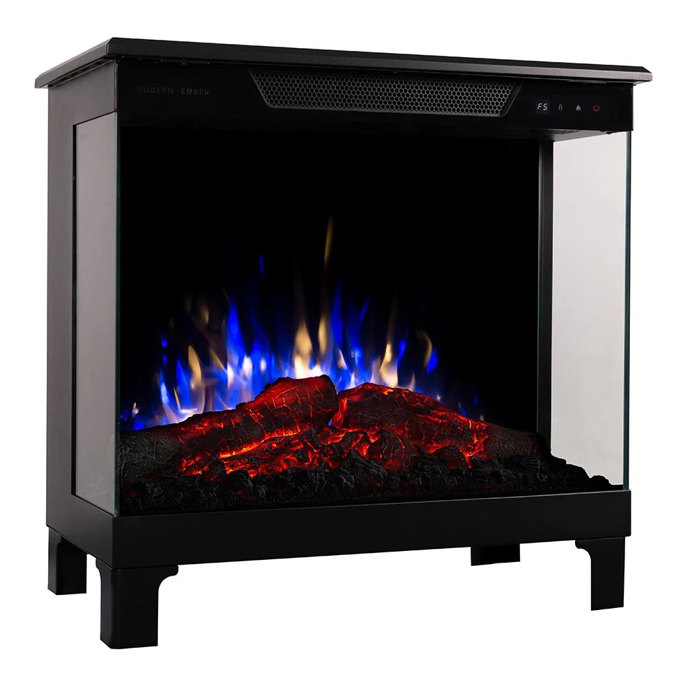 2026 Modern Ember Smart 3-Sided Black Electric Fireplace Stove Heater