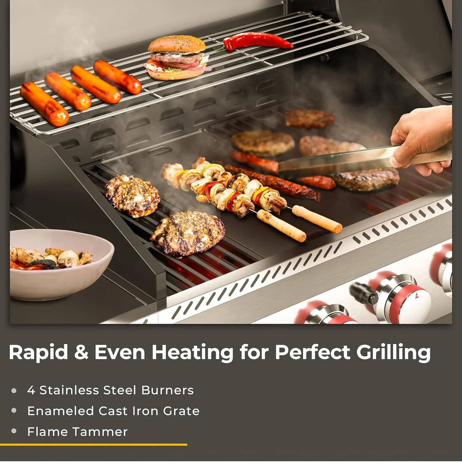 2026 3 & 4-Burner Propane Gas Grills with Side Burners, for Outdoor Cooking, BBQ, Patio, Camping