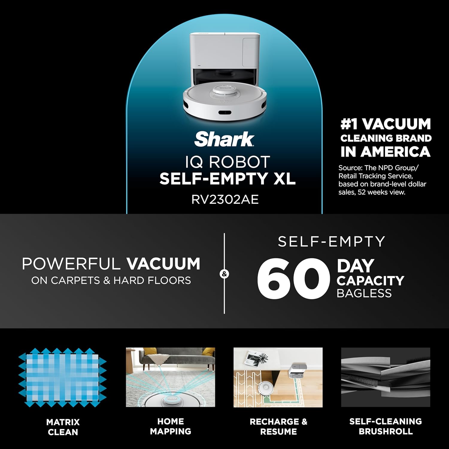 Iq Robot Vacuum – Bagless Self-Empty, Multi-Surface